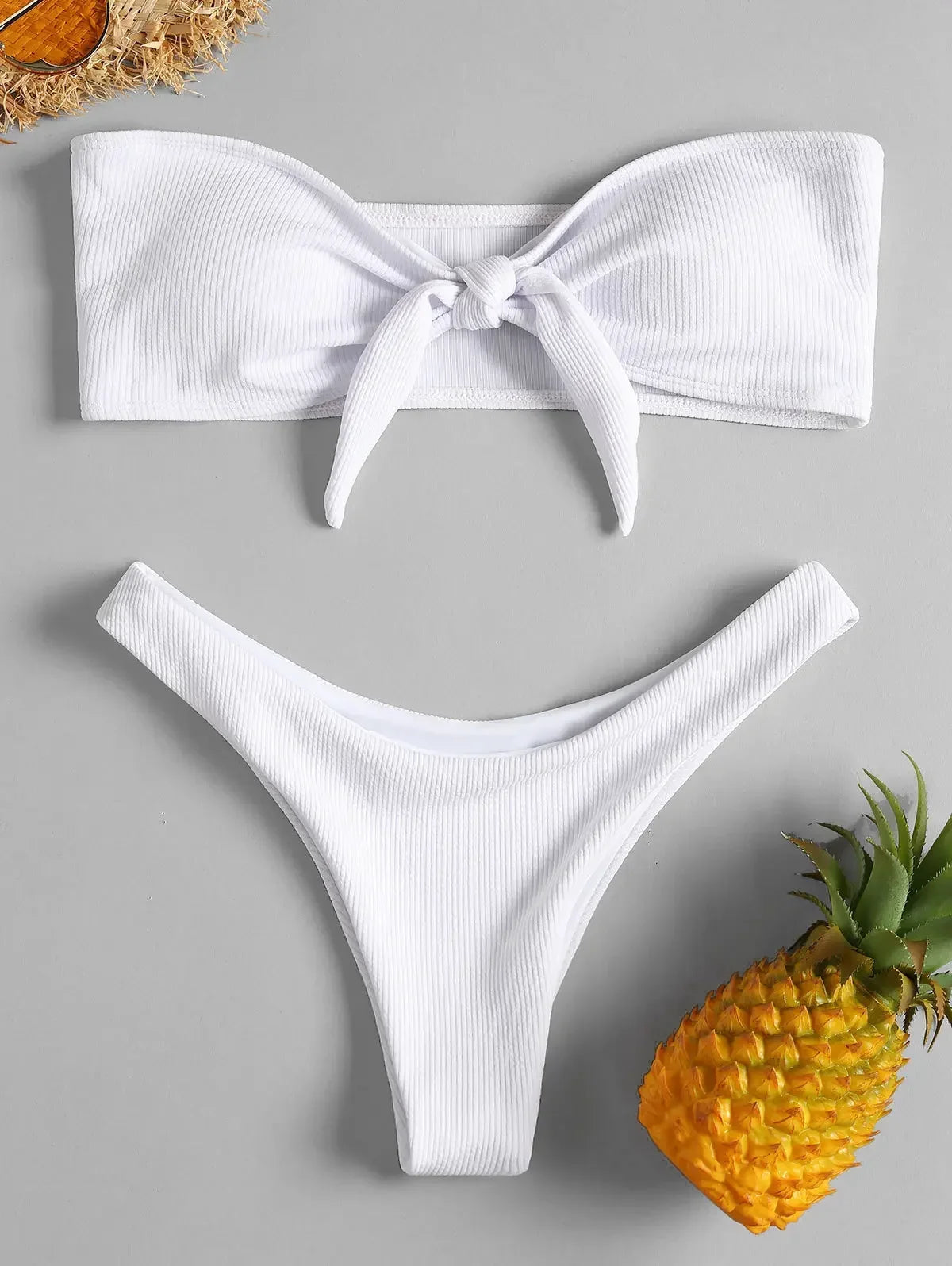 Sexy Tube Top Bow Split Bikini