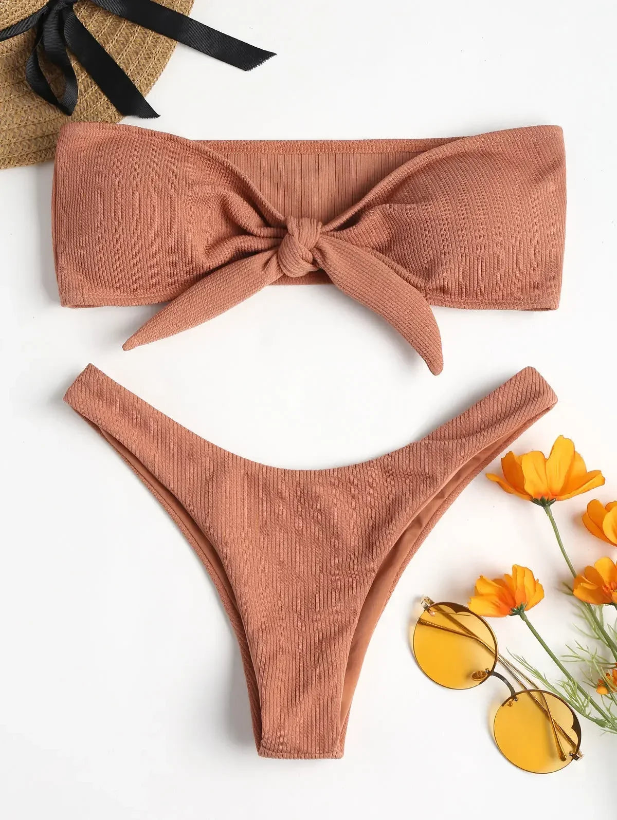 Sexy Tube Top Bow Split Bikini